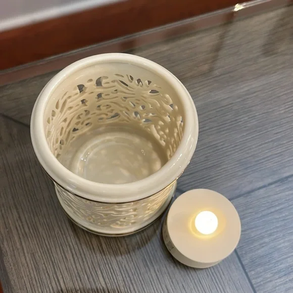 Illuminations By Lenox Collection Pierced Tealight Candle Holder with Candles - Picture 3 of 15